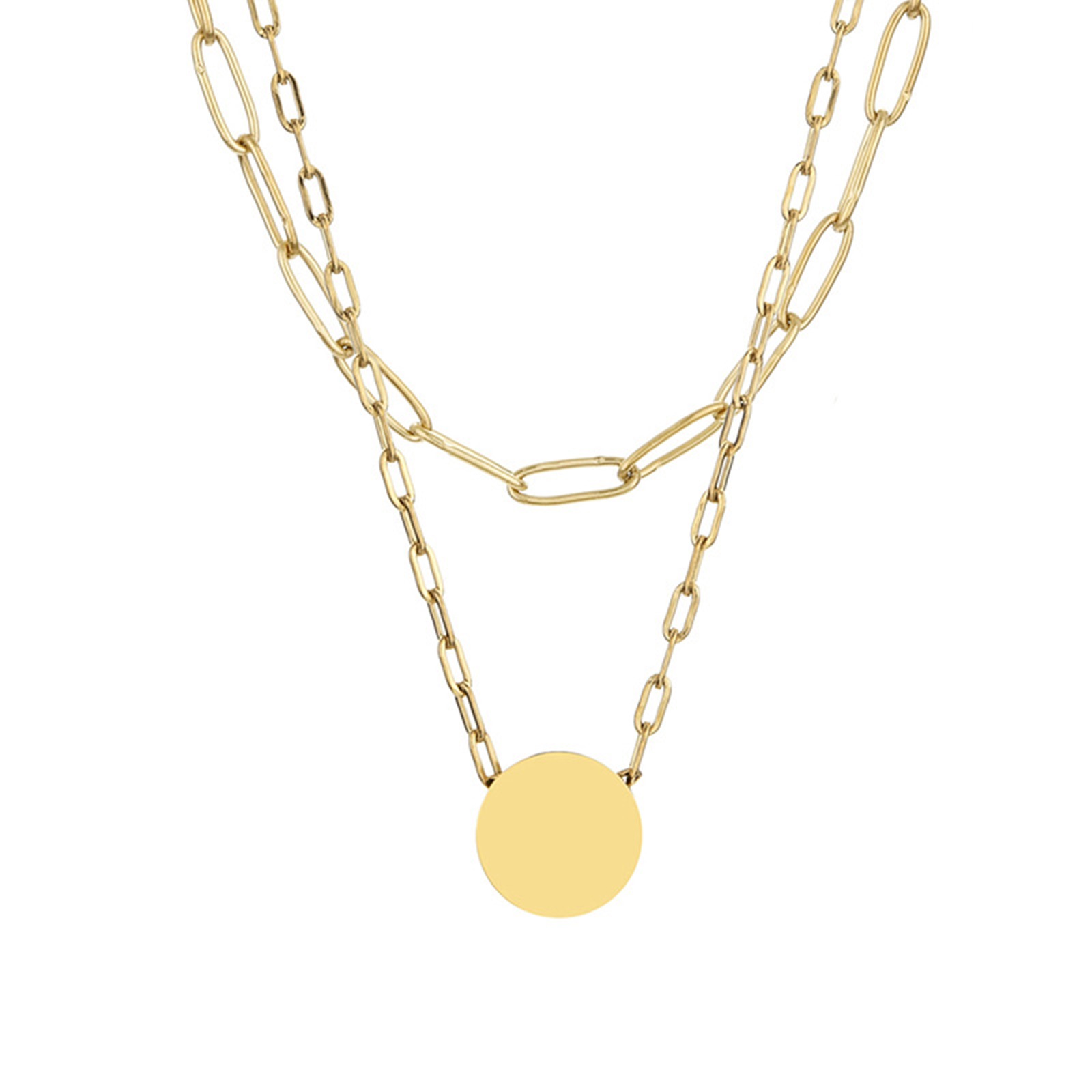 Punk Stijl Rvs Ketting Goud Kleur Papier Clip Hart Multilayer Vrouwen Party Club Kettingen Choker Ketting Sieraden, 1Pc: 9