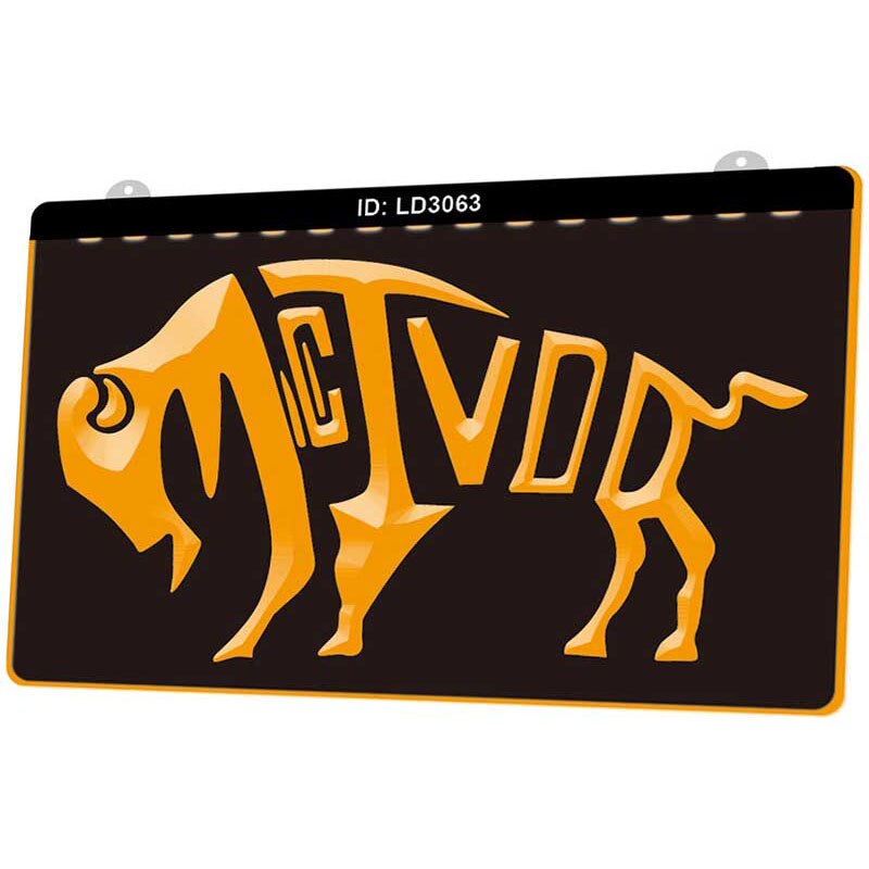 Ld3063 mctvor koe 3d graveerbare led lichtreclame meerdere kleuren gratis verkoop