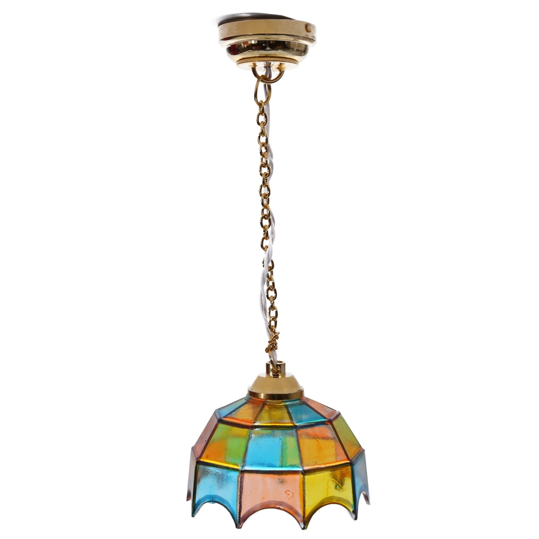Abwe Metal 1:12 Dollhouse Miniature Plafondlamp Model Met Multicolor Paraplu Vorm Lampenkap