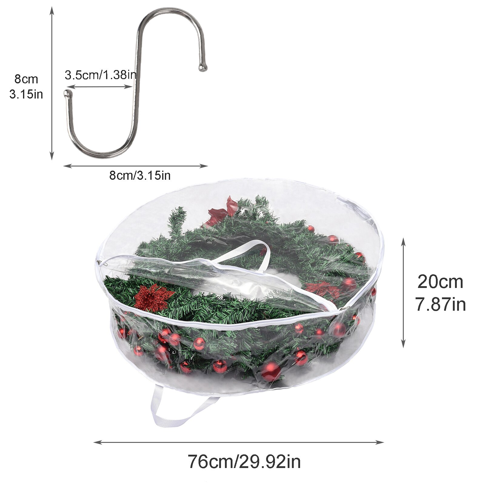 Storage Bag Wreath Unzipping Collapsible Garland Portable Plastics Fold Transparent: B
