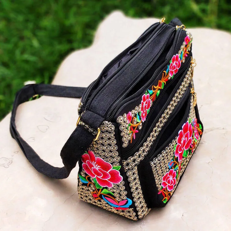 Sac de Style ethnique du Yunnan, sac à bandoulière brodé pour femmes, sacs à bandoulière entièrement brodés pour dames