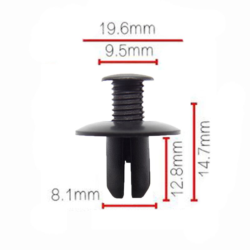 Guardabarros Universal para parachoques de coche, remaches de plástico con agujero de 8mm, tornillo de sujeción, Clips de sujeción para Nissan, Toyota, Focus, Kia, 10/20/40/50 piezas