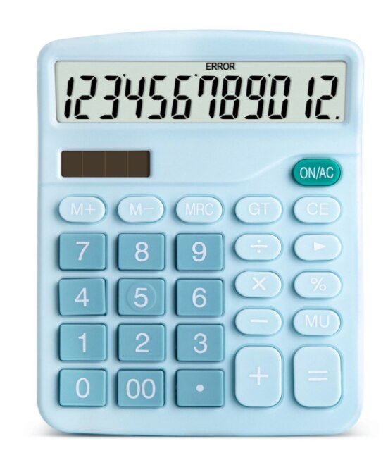 Kleur 12-Bit Display Solarcalculator Finance Kantoor Ps Plastic Groot Scherm Elektronische Rekenmachines: blue