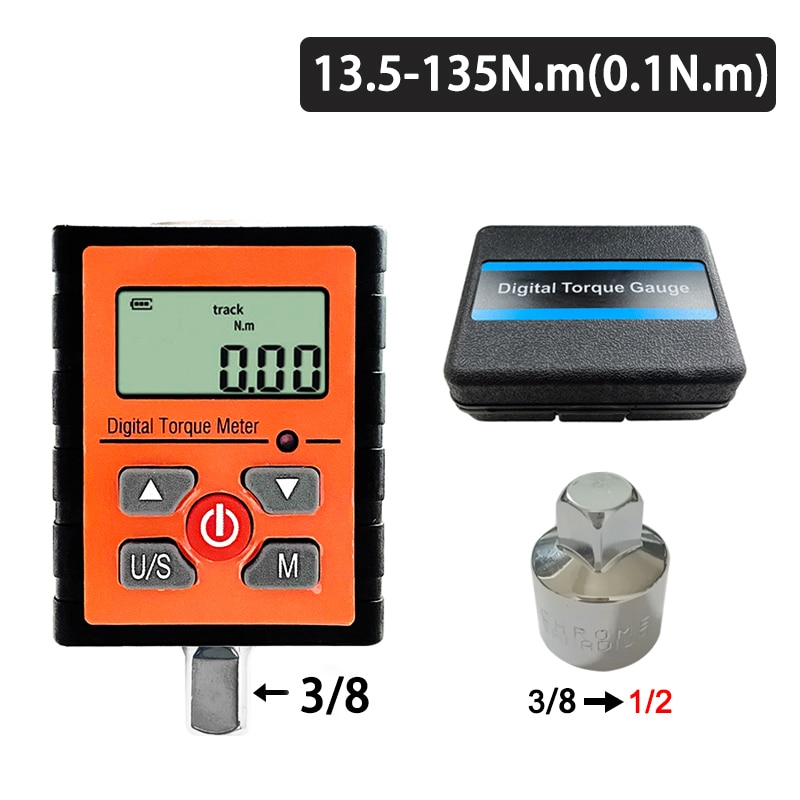 Digital momentnyckeladapter elektronisk momentmätare för cykelbilreparation mekaniskt underhåll justerbar 1/2 1/4 3/8: 13.5-135n. m