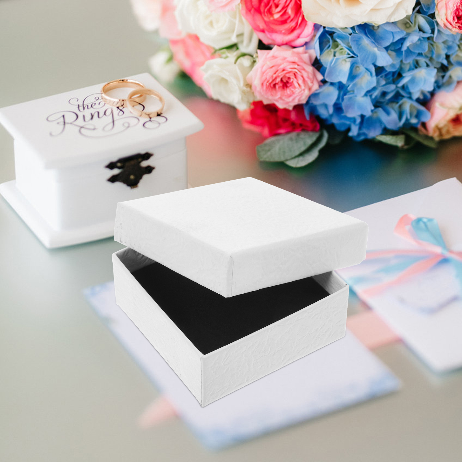 12 Stück kleine Schmuck-Ring-Verpackung, Karton, Geschenkboxen, Halskette, Ohrringe für Armbinde, Weiß