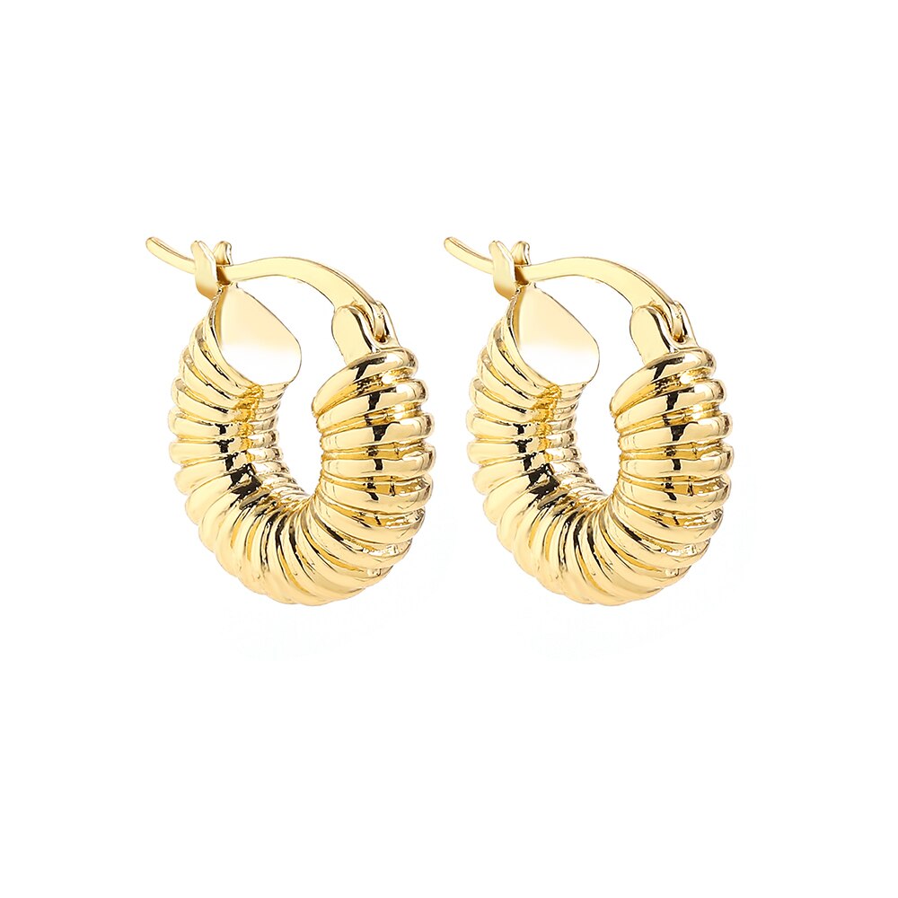 Boucles d'oreilles géométriques en forme de U pour femmes, créoles dorées créatives en cuivre épais martelé irrégulier, de fête, 2022: 21868 2