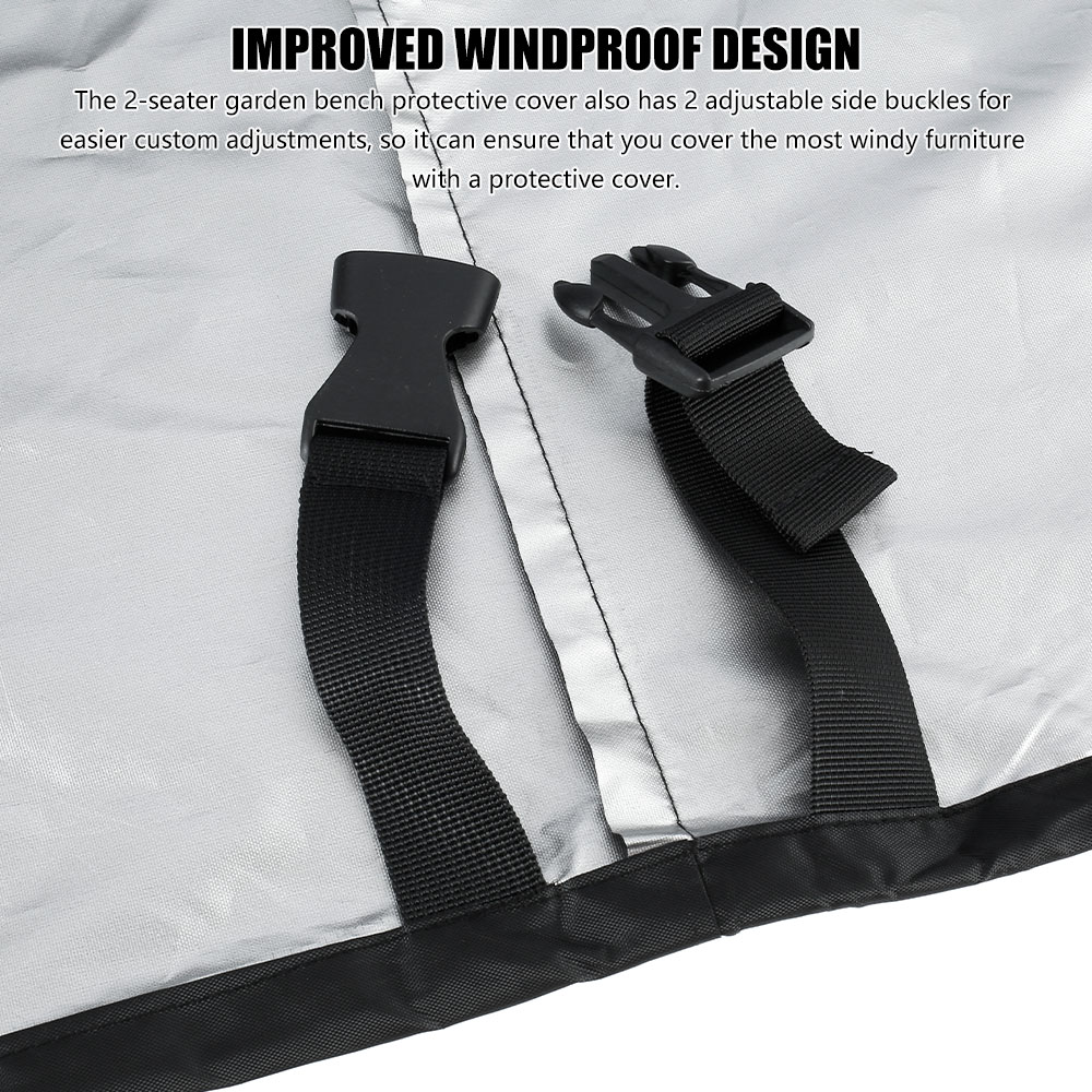 2-Seater Garden Bench Protective Cover Outdoor Waterproof Windproof UV Resistant Couch Furniture Sofa Cover with Side Tie Straps