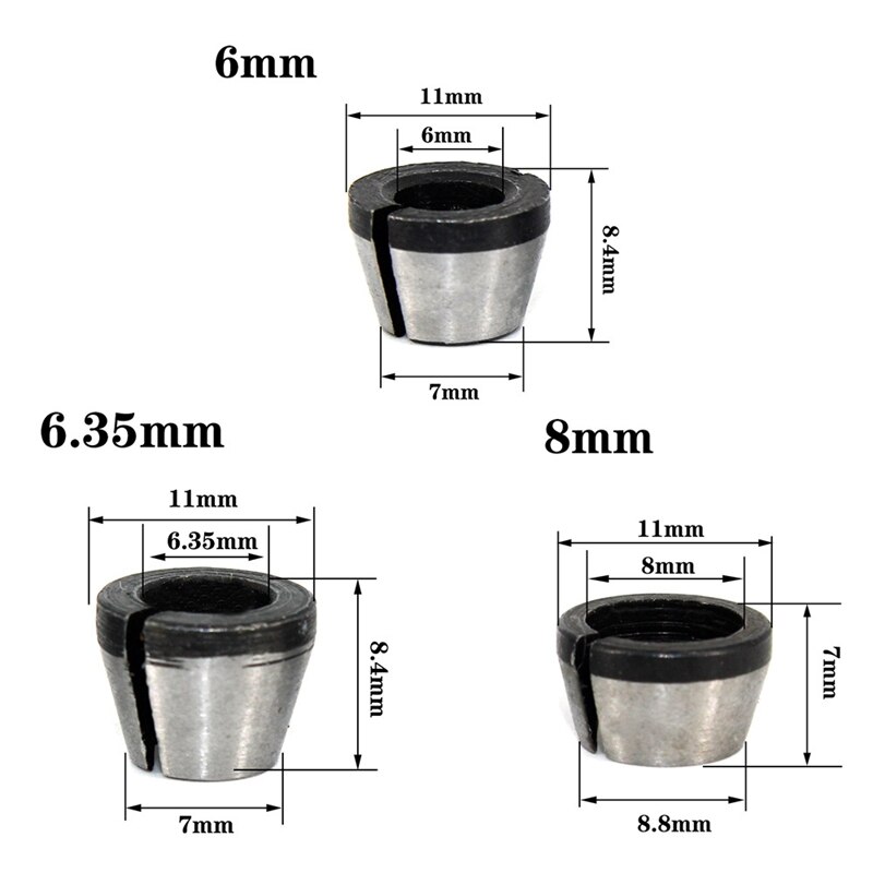 8 Uds engarce de enrutador de Chuck cabezas adaptador para ejercicios de grabado de corte máquina de tallado de Router eléctrico de fresado