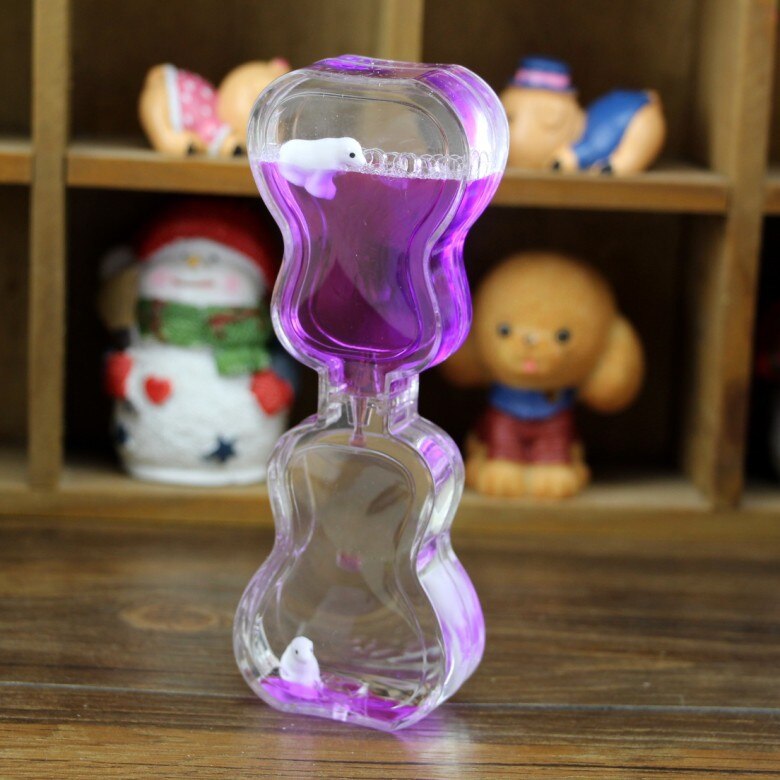 Valentine's Day Double Hourglass Liquid Timer Visual Timer Oil Liquid Motion Hourglass Floating Desk Heart Decoration Acrylic: Black