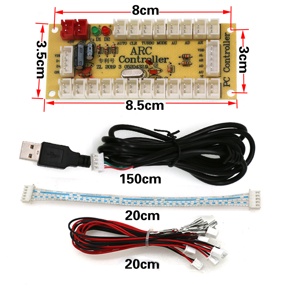 Copie SANWA Machine de jeu Console d'arcade Kit de bricolage boutons poussoirs de Joystick 8 voies pour PC Raspberry Pi contrôleur de carte USB à retard zéro