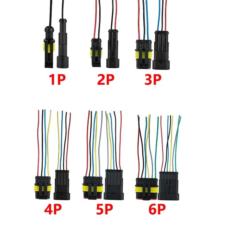 5 conjuntos amp 1p 2p 3p 4p 5p 6p maneira à prova dwaterproof água elétrica auto macho fêmea conector plug com chicote de cabo de fio para carro motocicleta