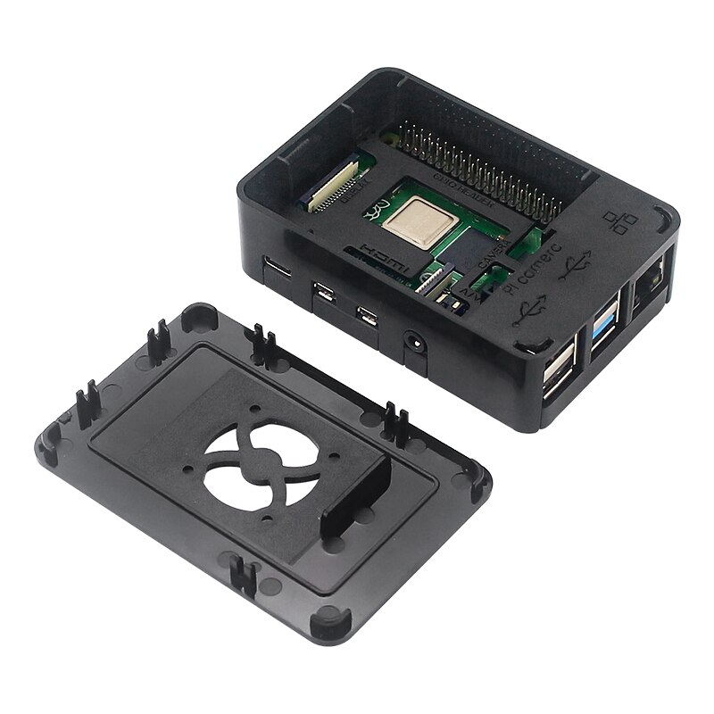 Raspberry Pi 4 ABS Case Plastic Box prtective Shell Zwarte Behuizing ondersteuning Koelventilator voor Raspberry Pi 4