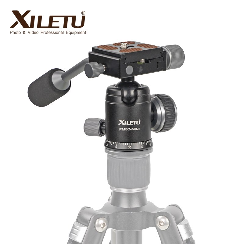 XILETU Tripod Ball Head Aluminum Alloy Ballhead w Quick Release Plate Hand crank for Video photography