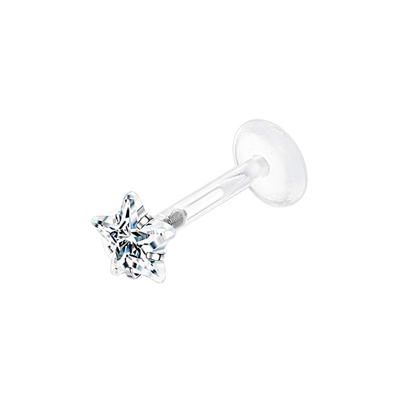 Drperfect 16G Forward Helix Cartilage Tragus Earring Stud Internal Threaded Labret Lip Monroe Ring Barbell Body Piercing Jewelry: WHITE / Gold-color