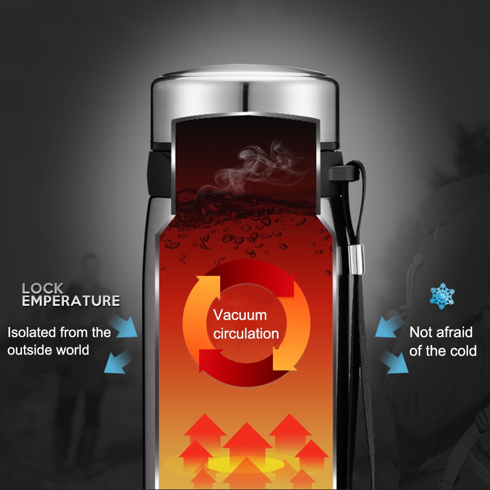 650/900/1100ml Thermos Mug Stainless Steel Water Bottle Portable Tea Coffee Mug Thermos Bottle For Outdoor Camping Hiking Sports