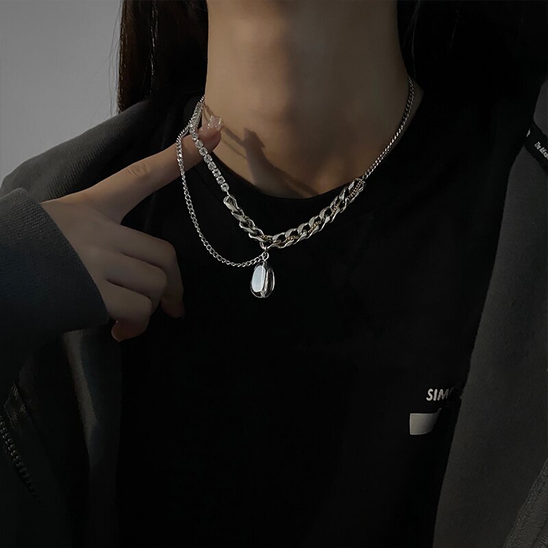 Flashbuy Gold Silber Farbe Kette Halsband Halskette Frauen Transparente Acryl Anhänger Halsketten Hüfte hüpfen Jewlery