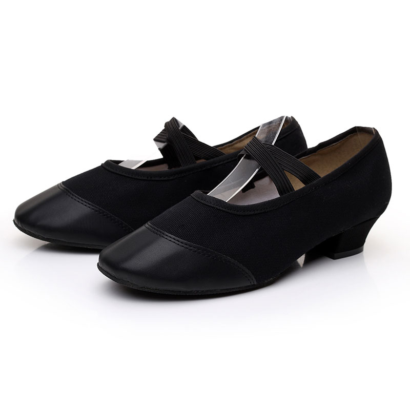 Women&#39;s Red/Black Canvas Dance Shoes Low Heel Dance Practice Shoes Soft And Breathable PU Shoes Head