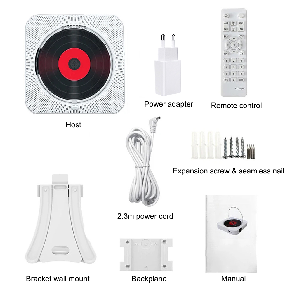 Lettore CD portatile Bluetooth Altoparlante LED Schermo a parete Lettore musicale FM Radio 3.5mm stereo CD con telecomando: YELLOW