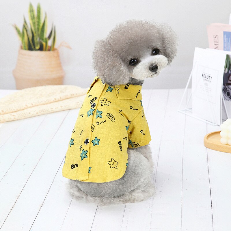 Lente En Zomer Casual Hond Shirt Met Dinosaurus Kleine En Middelgrote Leuke Cartoon Hond Shirts Puppy kleding: YELLOW / XL