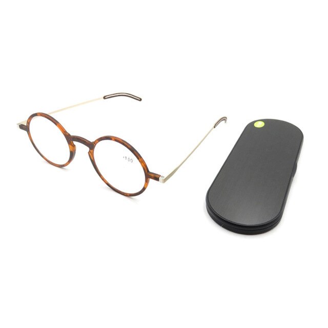 Lichte Leesbril Ultradunne Portable Ver Zicht Brillen Anti-Blue Ray Bril Brillen Met Case Ronde Frame Bril: CAMEL / +300
