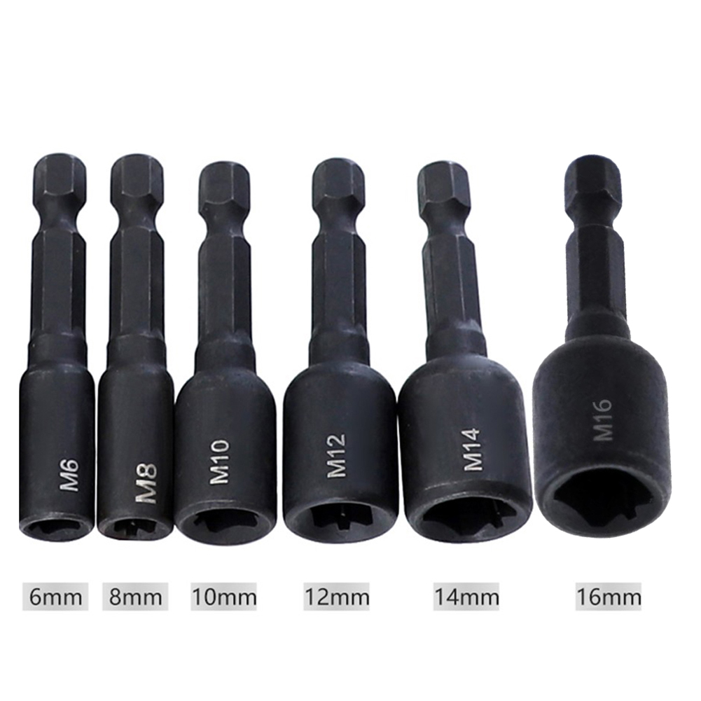 6pcs Tap Die Socket Adapter 1/4'' Hex Shank Square Driver M6 M8 M10 M12 M14 M16 Screw Tap Tapping Chuck For Power Drill