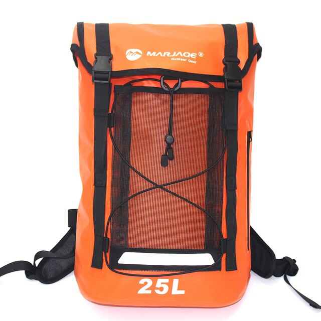 Nyeste 25l funktionelle pvc vandtæt taske tør taske udendørs camping svømning trekking drivende rygsæk rejse ocean pack mænd kvinder: Orange