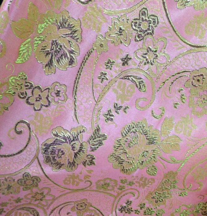150*50cm Chinese Peony Floral Satin Jacquard Brocade Fabric Costume: Black