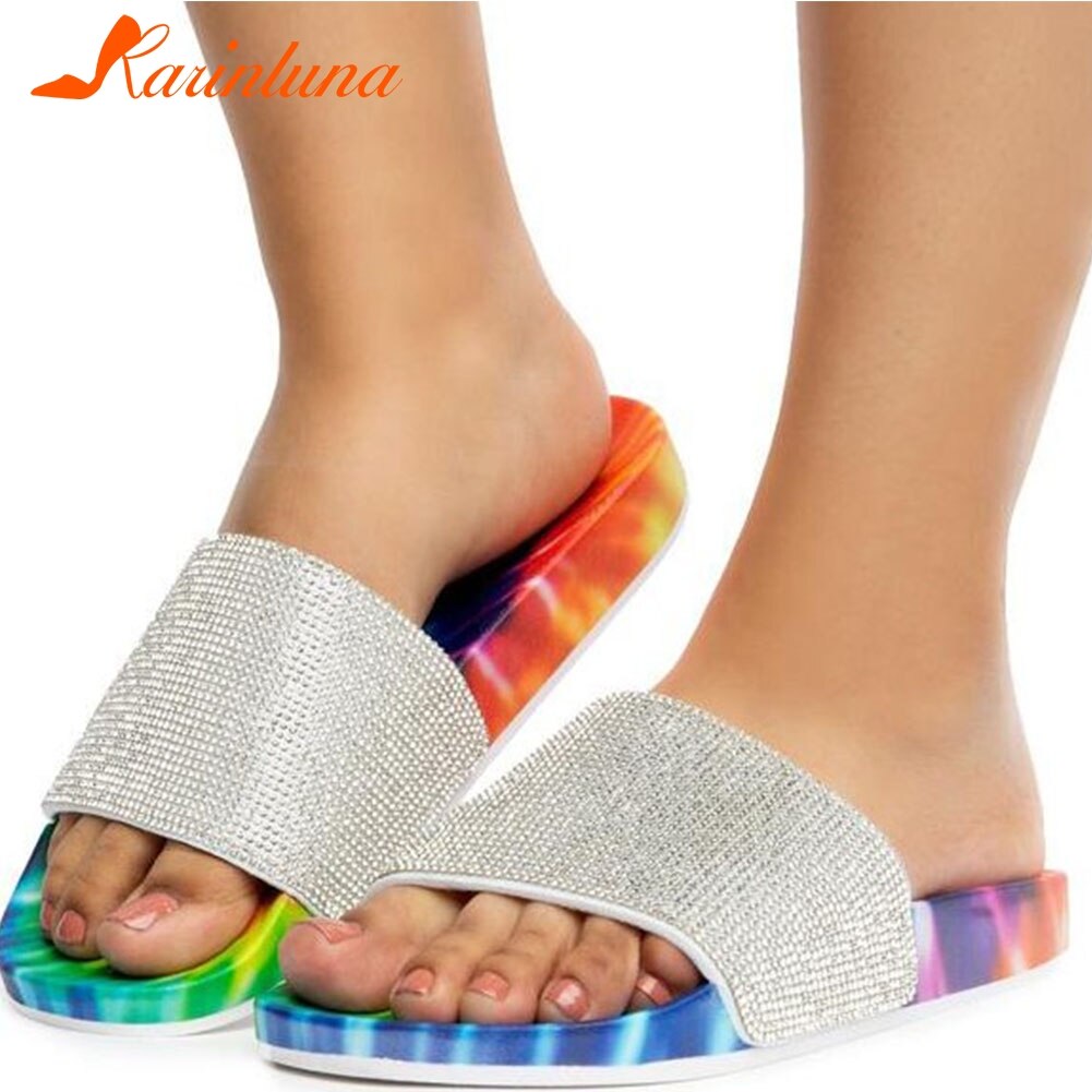 Flache neue Rutschen Flache Ferse Multicolor Printd Flach... – Vicedeal
