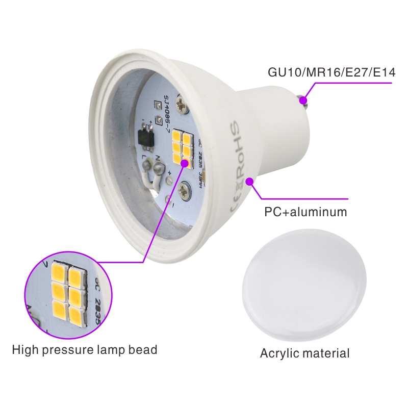 Bombilla LED MR16 GU10 GU5.3 E27 E14 Lampada Led 6W AC 220V-240V 24/120 grados Bombillas lámpara LED foco foco