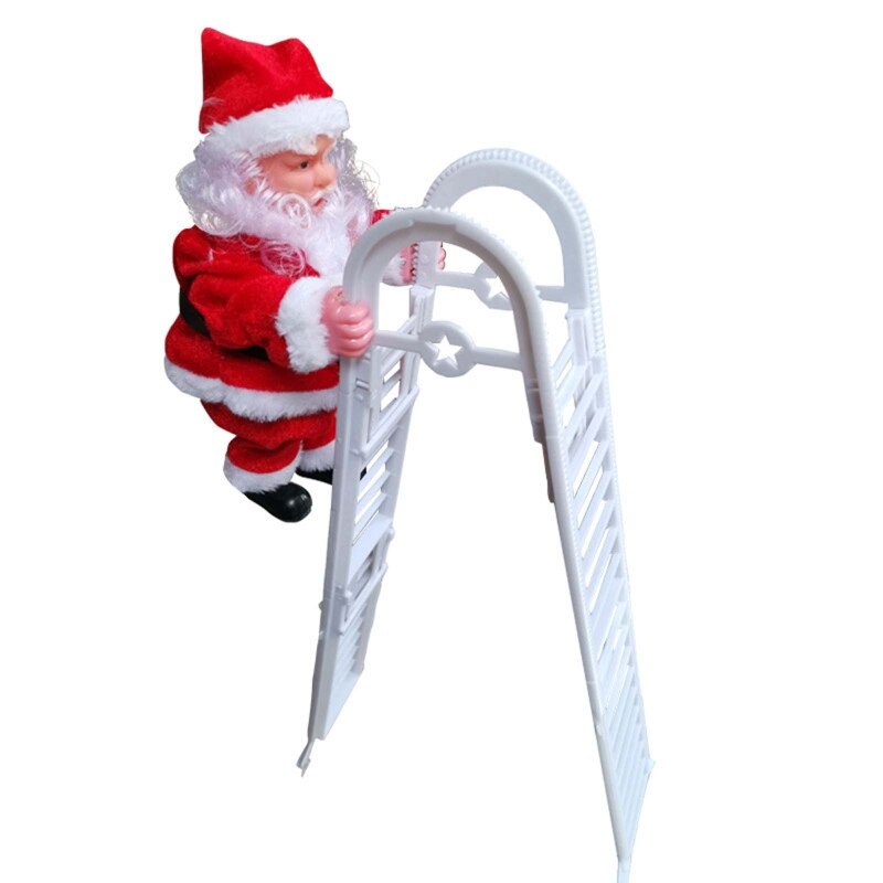 Elektrische Kerst Kerstman Pop Met Tas Klimmen Ladder Xmas Party Decor