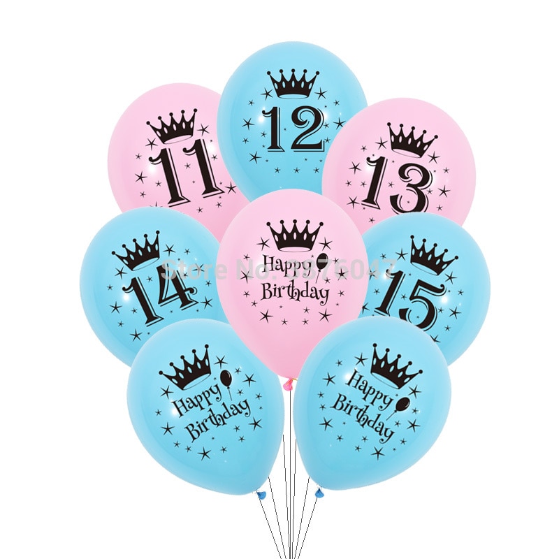 12 Stks/partij 11 12 13 14 15 Jaar Verjaardag Ballon Kids Jongen Meisje Verjaardagsfeestje Decoraties Gelukkige Verjaardag Verjaardag Ballonnen