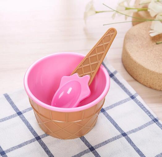 Tazón de plástico para helado, taza de agua, tazón para helado, taza para helado, vajilla: Pink
