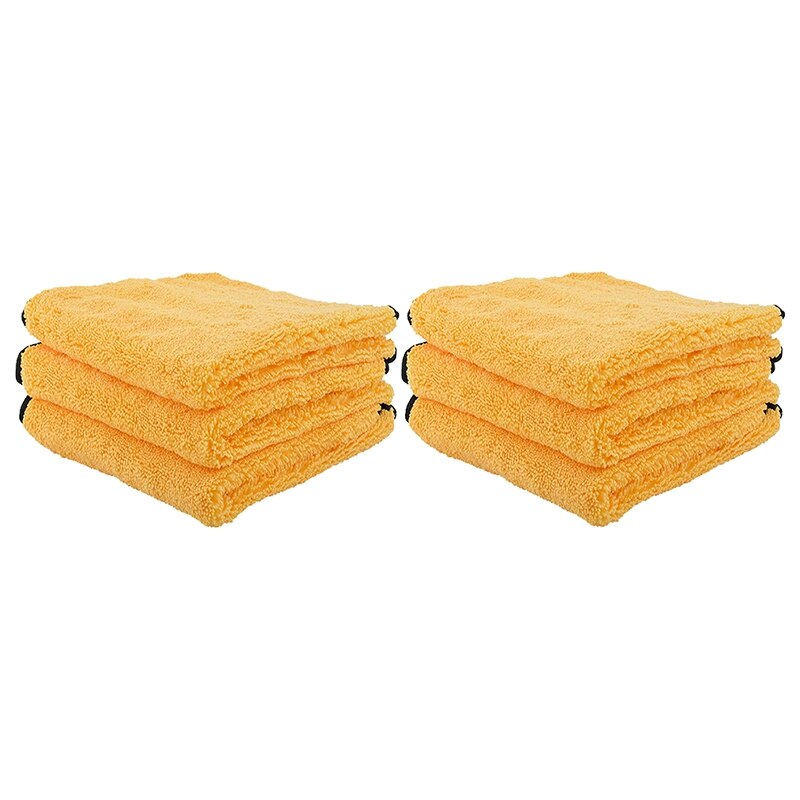 Microfiber Towels, 400 GSM Dual-Pile Super Plush Microfiber Towel, 16X16 Inch, Pack of 6: Yellow