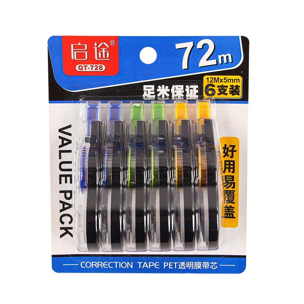 Correctietape White-out Tipex Whiteout Schrijven Studenten Kinderen Studiehulpmiddelen 6-spullen Tapes Benodigdheden Draagbare stuks School: Mixed Color
