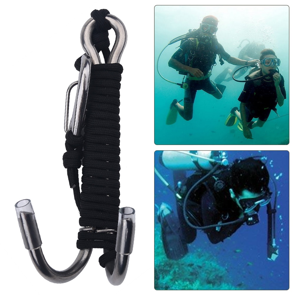 Scuba diving dobbelt dobbelt rustfrit stål rev drivkrog med line og clips krog til nuværende dyk under vandet