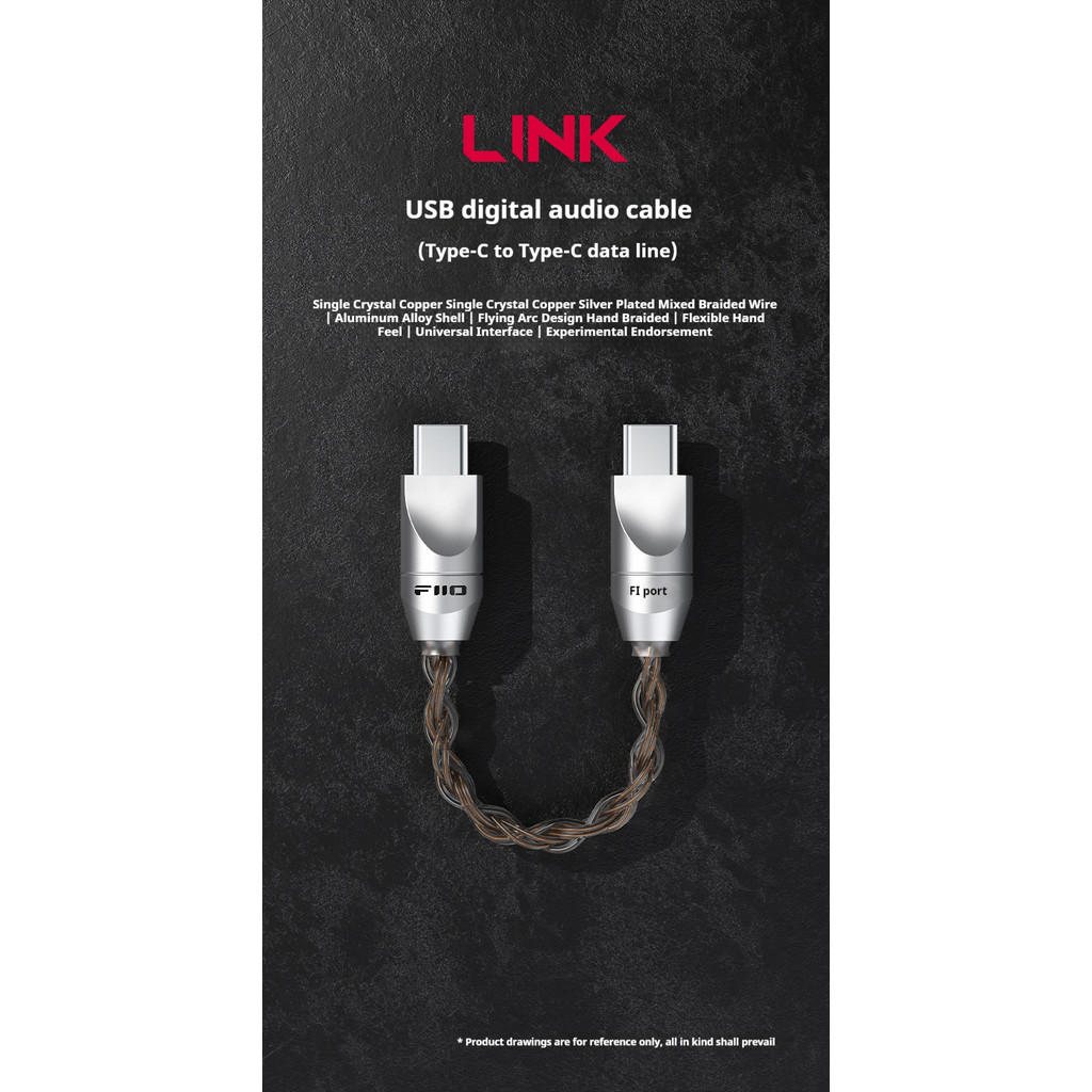 FiiO Link LT-TC6S USB Digital Audio Cable Type-C To Type-C Data Cable Monocrystalline Copper Adapter for KA15 KA17