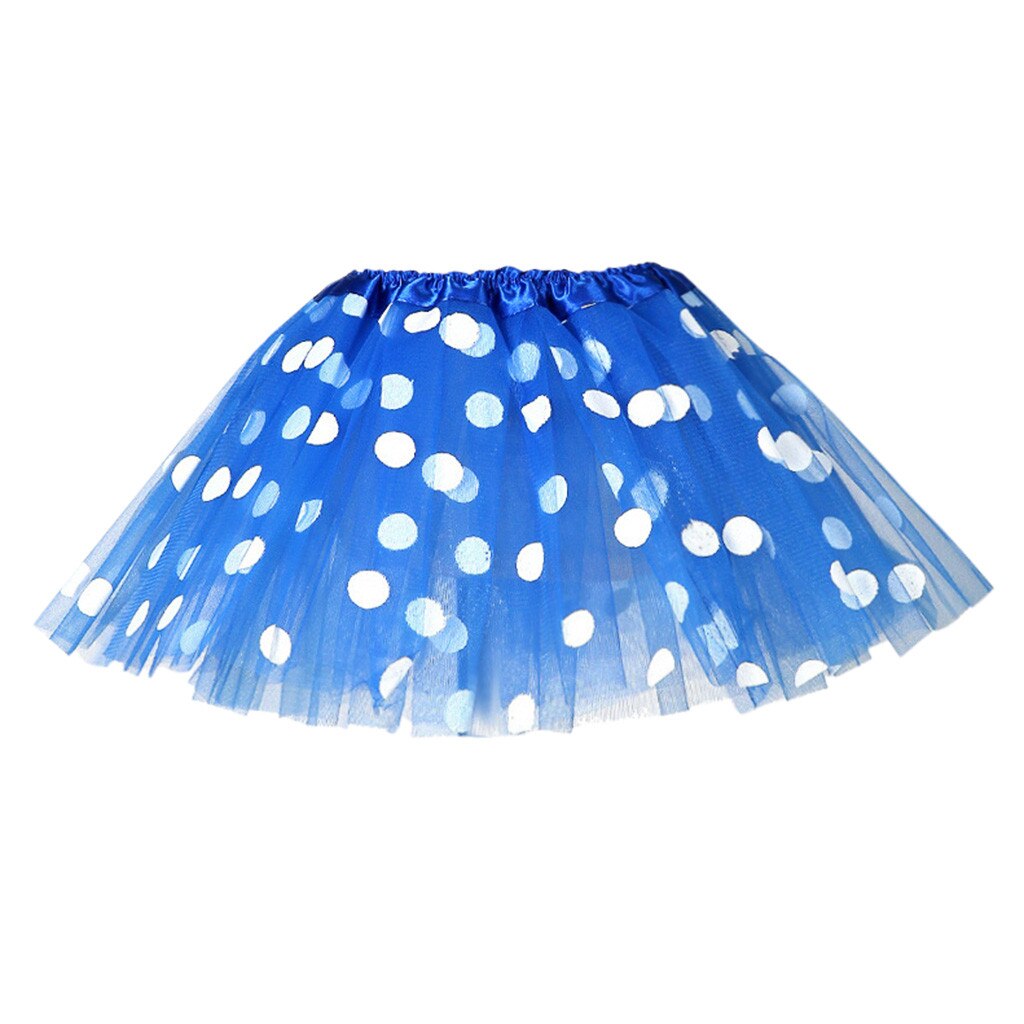 2 to 8 år tutu nederdel børn piger nederdele polka dot tyl ballet mesh prinsesse nederdele sommer pige dans tøj: Blå