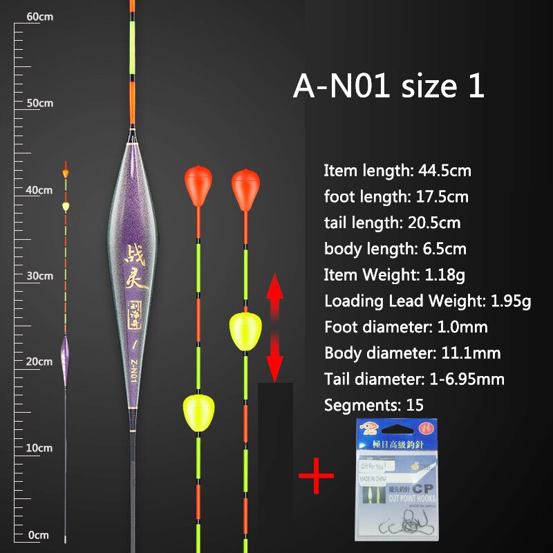 1 Piece Vertical Fishing Floats Fresh Water Lake River Fishing Buoy Nano Bead Moveable Tail Flatador Carp Fishing Tools Tackle: A-N01 size 1