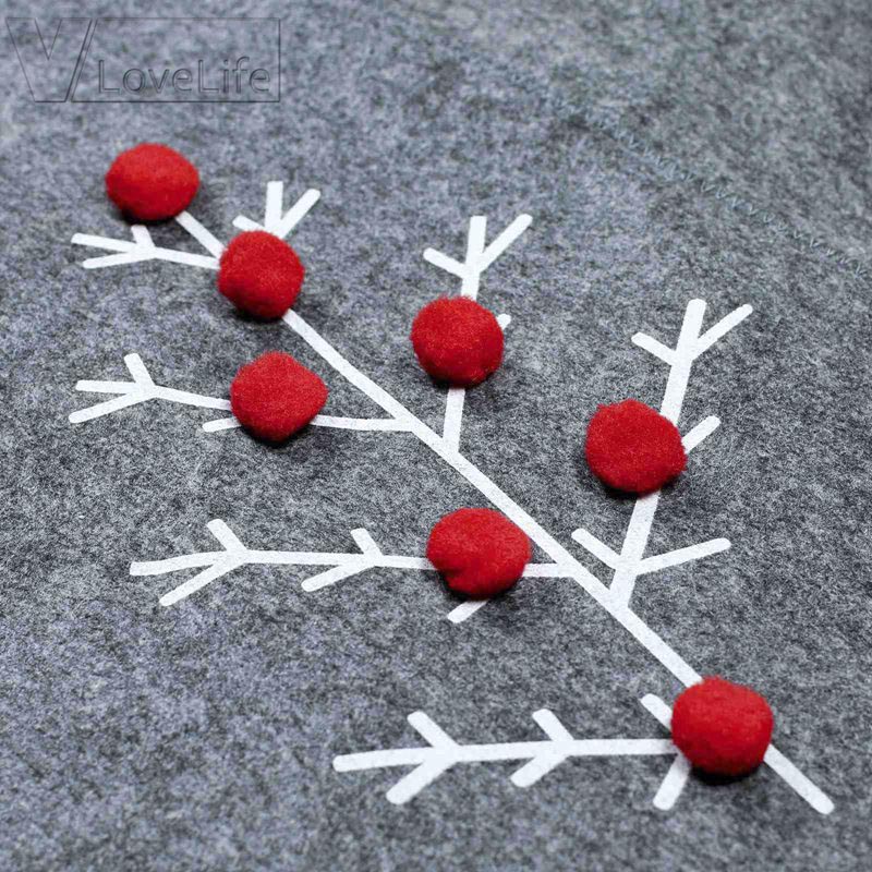 48 inch Felt Applique Christmas Tree Skirt Kit Round Grey Christmas Tree Skirt Year Christmas Party Decorations