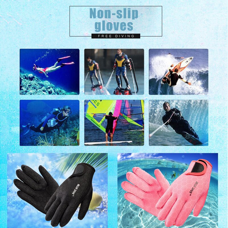 1.5mm neopren anti-ridse scuba diving svømmehandsker med nylon tape til vinter varm svømning dykning surfing snorkling