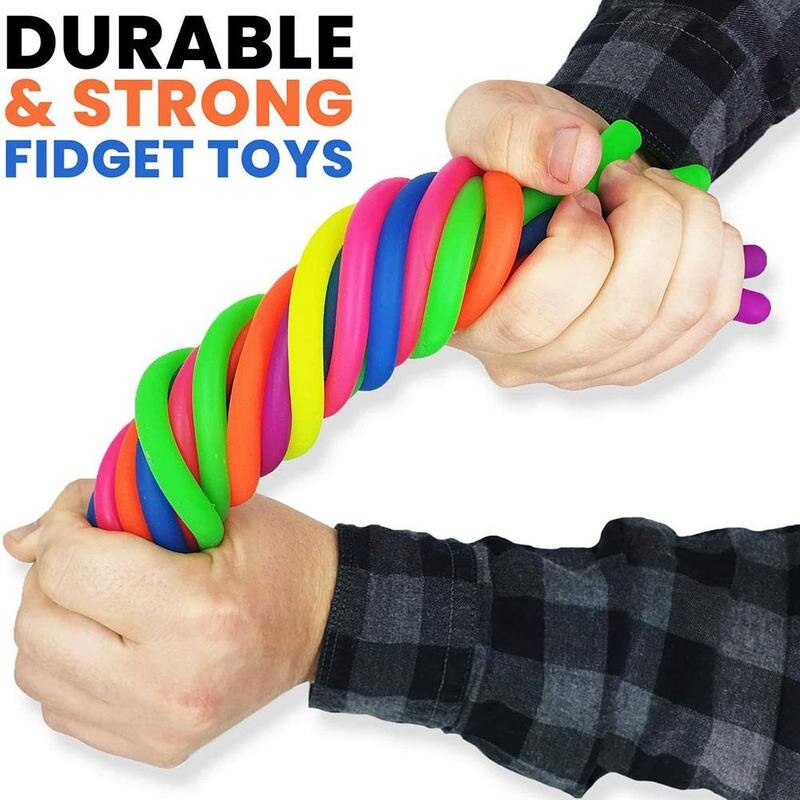 4 pz/lotto TPR morbido Anti Stress corda giocattoli Fidget Noodle Stretch/Pull/Twirl/Wrap/Squeeze Toy Neon imbragature fai da te corda lavorata a mano