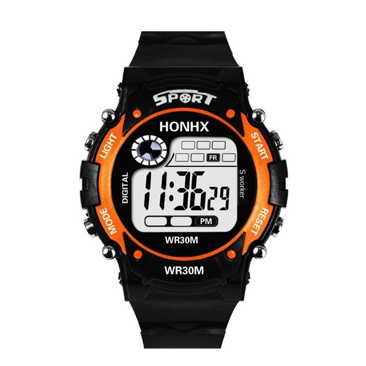 Udendørs sport digitale ure multifunktion herre elektronisk ur vandtæt alarm led display ur gult armbåndsur herre: 58-1-4
