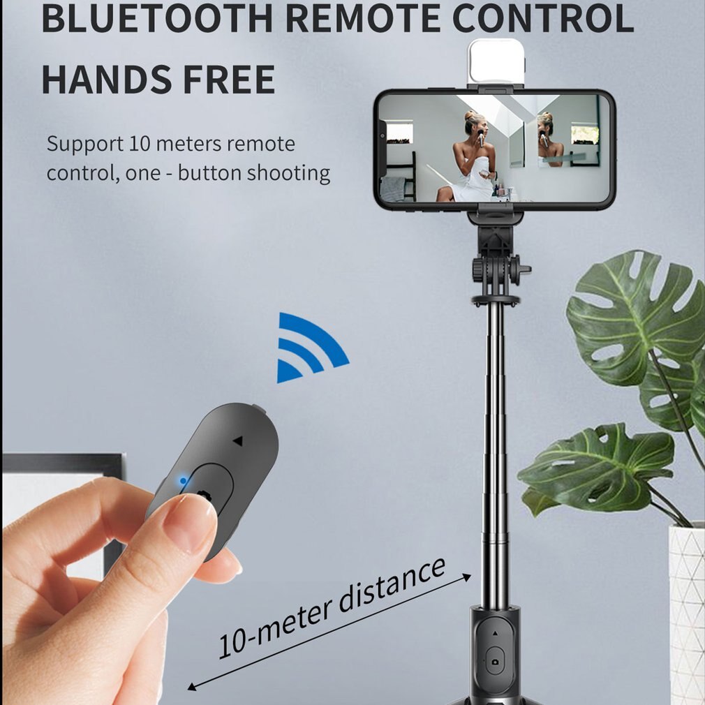 Selfie Stick Tripod Q02S 4.0 - 102cm Extendable with Fill Light & Remote for Smartphones