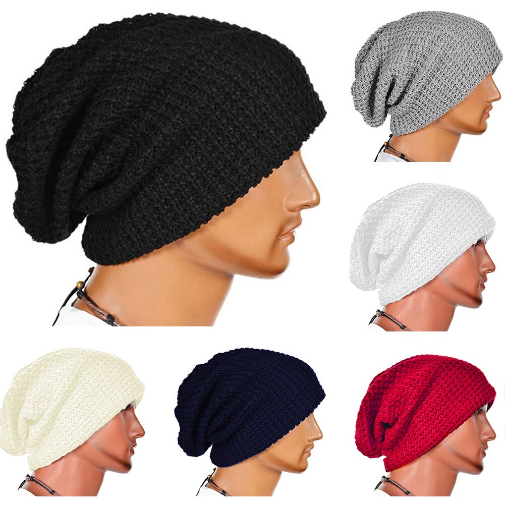 Gorro holgado, gorro de invierno tejido liso, gorro cálido, gorros holgados de esquí para hombres y mujeres, Unisex