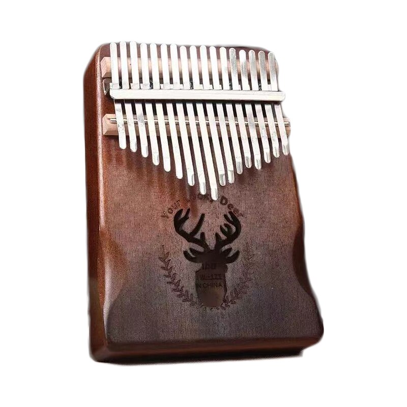 Kalimba Daumen Klavier 17 Schlüssel Mahagoni Finger Klavier Hinweis Geschnitzt mit Lernen Anweisung und Melodie Hammer Hirsch aufbringen Holz Farbe: Holz Farbe 1
