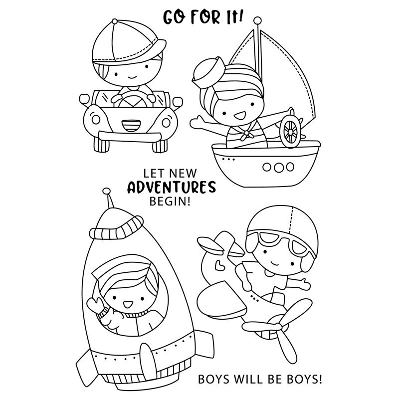 Flicka och pojke genomskinliga tydliga stämplar och metallskärningsmunstycken