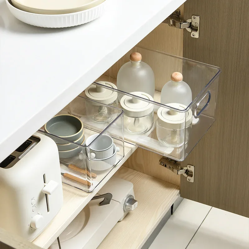 GSTARAM Convenient Retractable Drawer Sliding Rails Household White Bin Tracks Accessories Pullout Storage Rack Slide Hardwar
