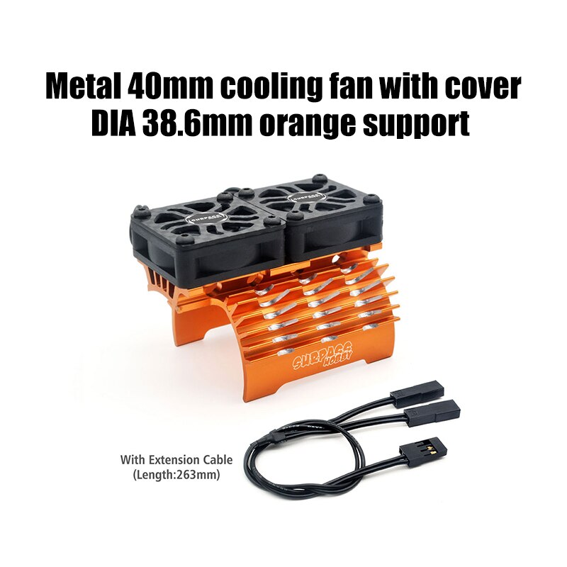 Overtreffen Rocket Metalen Motor Koelventilator 40Mm 50Mm Dubbele Cool Fans Koellichaam Voor 1/5 1/8 1/10 Rc auto 4068 4076 56112 5692 4274: Metal 40mm Orange