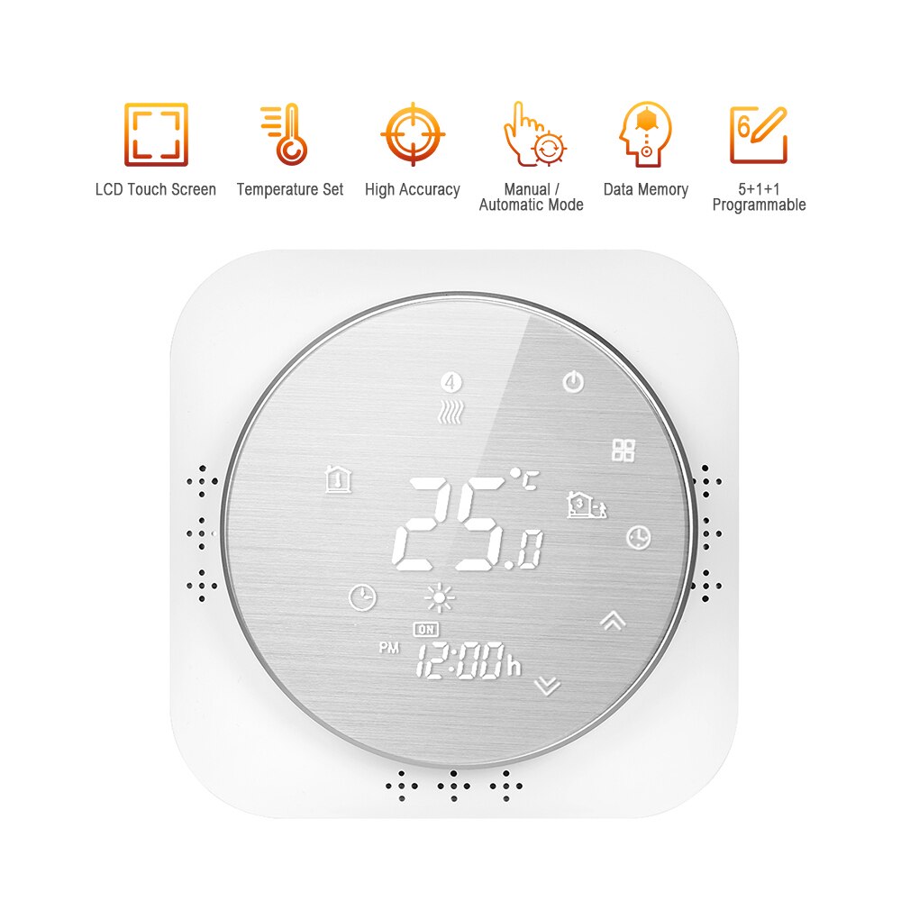 95-240V Programmable Thermostat 5+1+1 Six Periods Touchscreen LCD Water Heating Thermoregulator Temperature Controller: 3-NON APP control