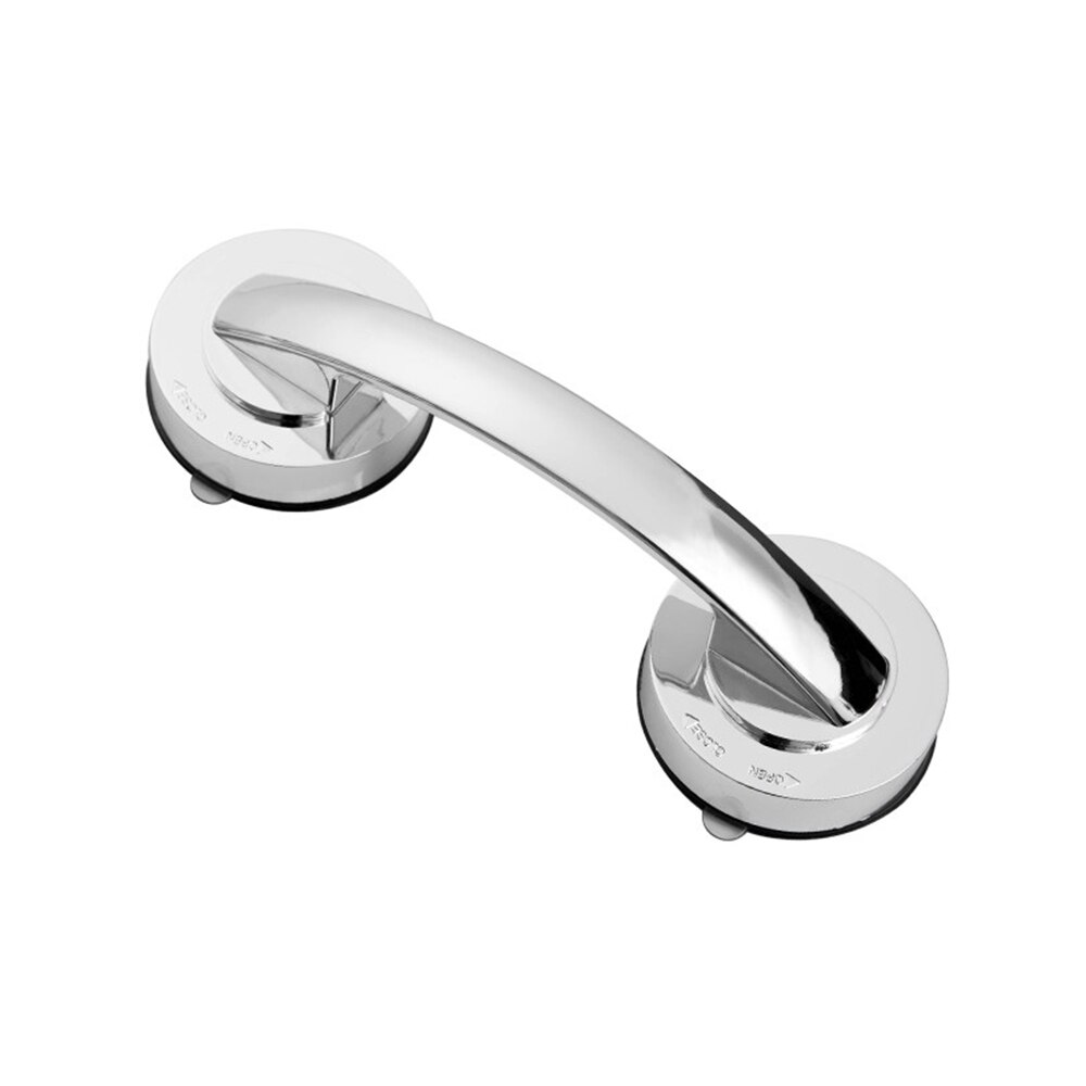 Bathroom Shower Tub Hand Grip Safety Suction Cups Grab Bar Handle For Glass Door Bathtub Grip Handle Grab Bar: S Silver